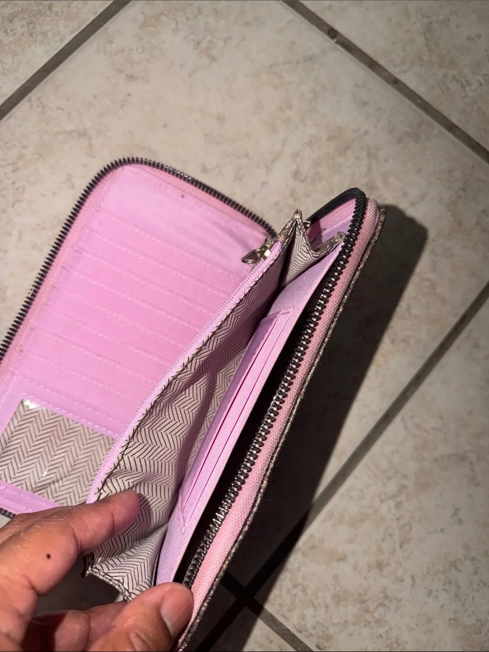Sparkle Zip-Around Wallet with Charm